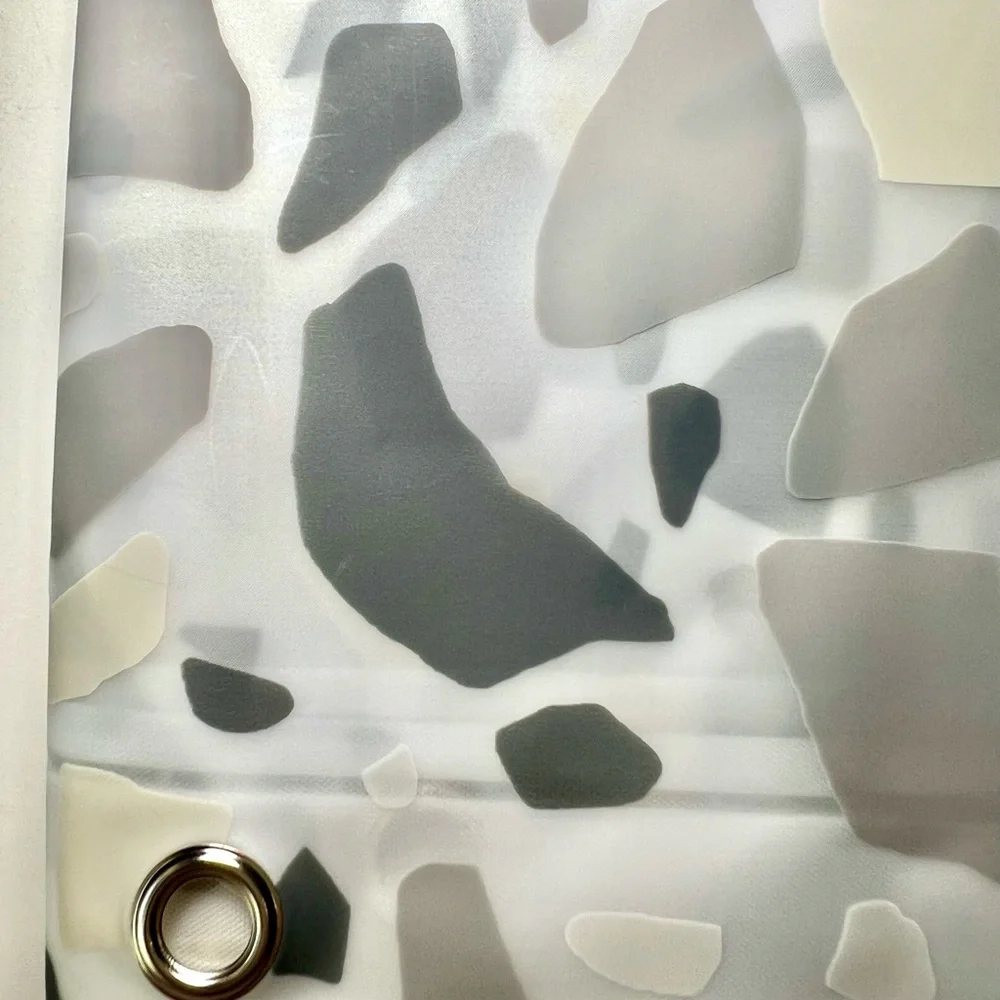 Mosaic Tile Pieces In Shades of Gray Peva Shower Curtain with Metal Grommets
